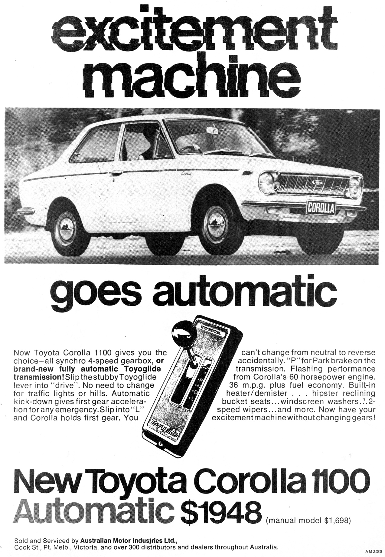 1968 Toyota Corolla 1100 Automatic 2 Door E10